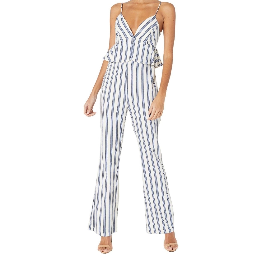 Bcbgeneration Striped Peplum Jumpsuit